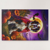 Halloween Saint Bernard Vampire Pumpkins eng Legpuzzel (Horizontaal)