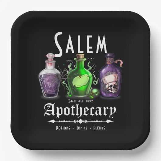Halloween Salem Apothecary Potions Tonics Elixirs Papieren Bordje (Voorkant)