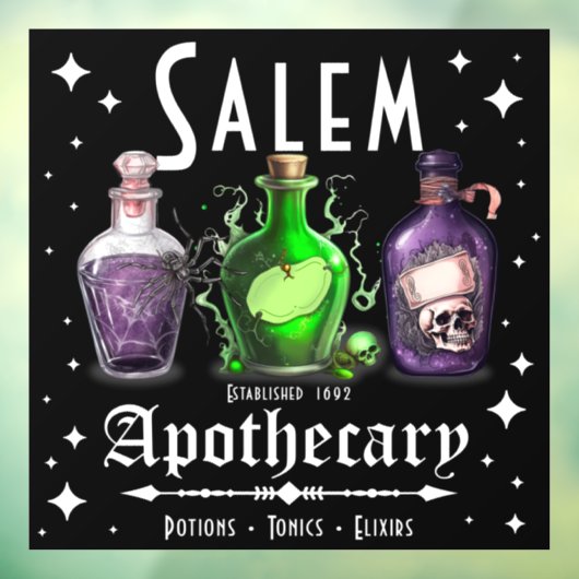 Halloween Salem Apothecary Potions Tonics Elixirs Raamsticker (Vel 3)