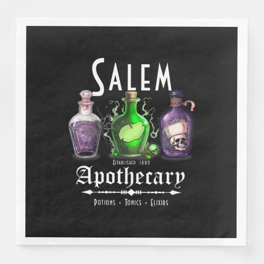 Halloween Salem Apothecary Potions Tonics Elixirs Servet (Voorkant)