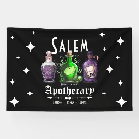 Halloween Salem Apothecary Potions Tonics Elixirs Spandoek (Horizontaal)