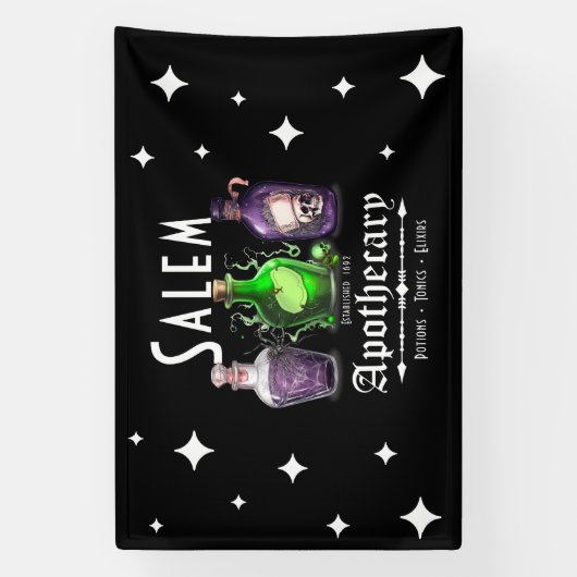 Halloween Salem Apothecary Potions Tonics Elixirs Spandoek (Verticaal)
