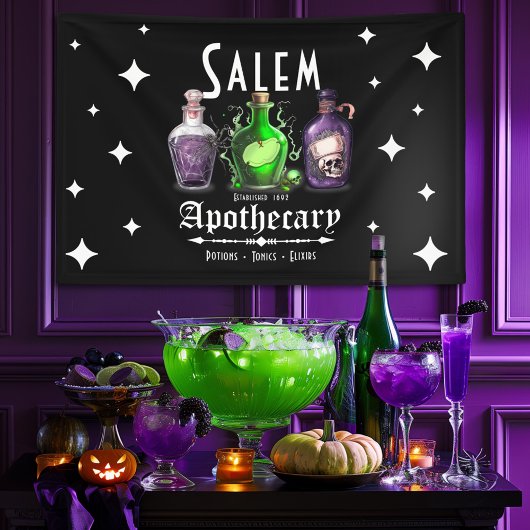 Halloween Salem Apothecary Potions Tonics Elixirs Spandoek
