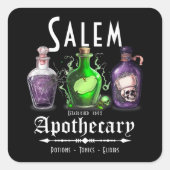 Halloween Salem Apotheek Toverdranken Tonics Elixe Vierkante Sticker (Voorkant)