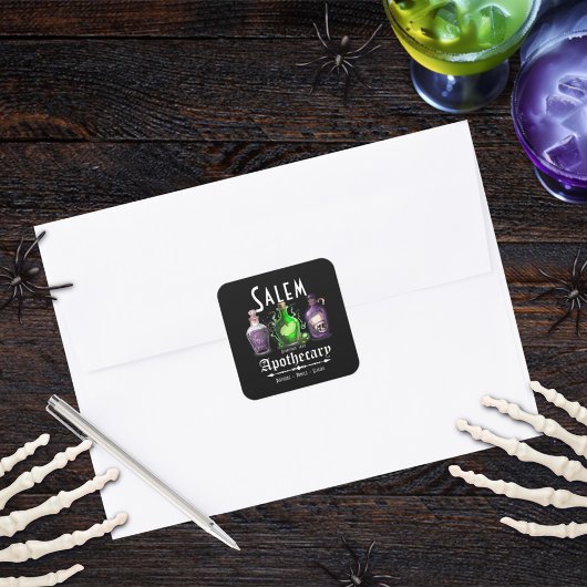 Halloween Salem Apotheek Toverdranken Tonics Elixe Vierkante Sticker