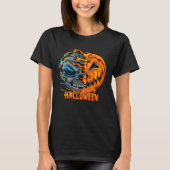 Halloween samengevoegde schedel pompoen eng kracht t-shirt (Voorkant)