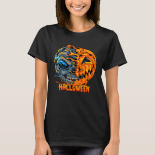 Halloween samengevoegde schedel pompoen eng kracht t-shirt