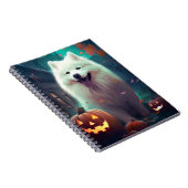 Halloween Samojeed Met Pompoenen Eng Notitieboek (Rechterzijde)