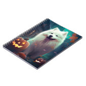 Halloween Samojeed Met Pompoenen Eng Notitieboek (Linkerzijde)