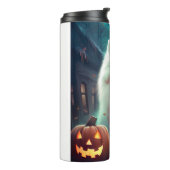 Halloween Samojeed Met Pompoenen Eng Thermosbeker (Gedraaid links)