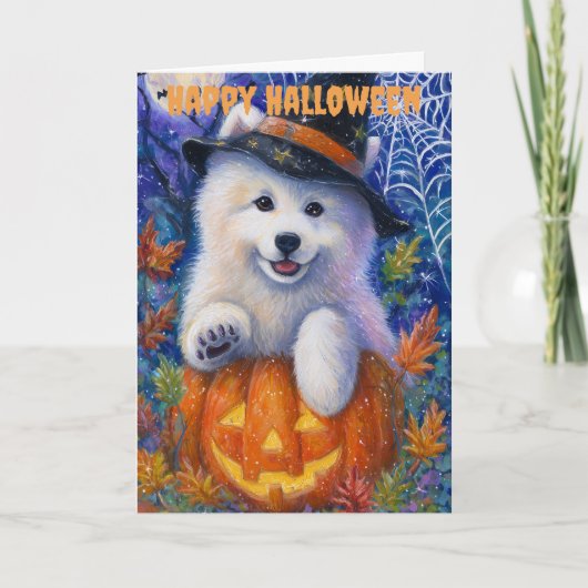 Halloween Samoyed Dog Feestdagen Kaart (Voorkant)