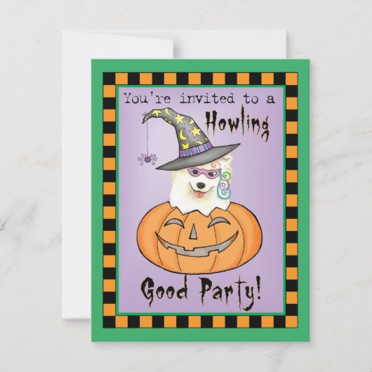 Halloween Samoyed Invitation Kaart (Voorkant)