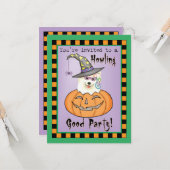 Halloween Samoyed Invitation Kaart (Voorkant / Achterkant in situ)