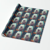 Halloween Samoyed met pompoenen eng Cadeaupapier (Uitgerold)