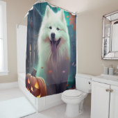 Halloween Samoyed met pompoenen eng Douchegordijn (In situ)
