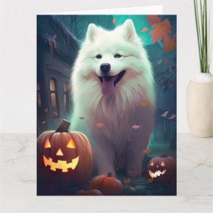 Halloween Samoyed met pompoenen eng Kaart