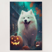 Halloween Samoyed met pompoenen eng Legpuzzel (Verticaal)