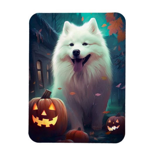 Halloween Samoyed met pompoenen eng Magneet (Verticaal)