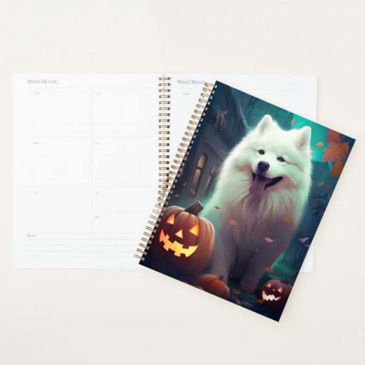 Halloween Samoyed met pompoenen eng Planner (Display)