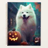 Halloween Samoyed met pompoenen eng Planner (Voorkant)