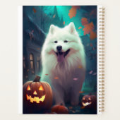 Halloween Samoyed met pompoenen eng Planner (Achterkant)