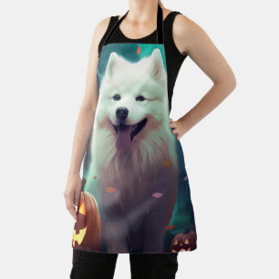 Halloween Samoyed met pompoenen eng Schort