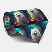 Halloween Samoyed met pompoenen eng Stropdas (Opgerold)