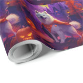Halloween Samoyed Vampire Pumpkins eng Cadeaupapier (Rol Hoek)
