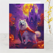 Halloween Samoyed Vampire Pumpkins eng Kaart (Gele Bloem)
