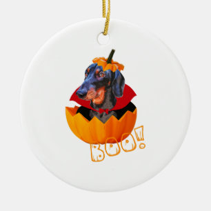 Halloween Sause Dog Boo Pumpkin Dachshund Keramisch Ornament