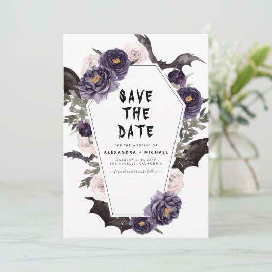 Halloween Save the Date Gothic Wedding Kaart (Staand voorkant)