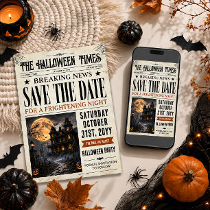 Halloween Save The Date, Halloween Krant  Kaart