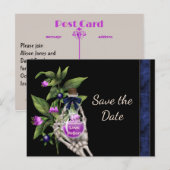 Halloween Save the Date with Paarse Love Potion Aankondigingskaart (Voorkant / Achterkant)