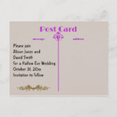 Halloween Save the Date with Paarse Love Potion Aankondigingskaart (Achterkant)