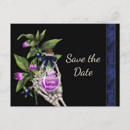 Halloween Save the Date with Paarse Love Potion Aankondigingskaart