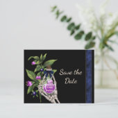 Halloween Save the Date with Paarse Love Potion Aankondigingskaart (Staand voorkant)