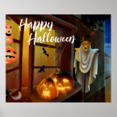 Halloween Scarecrow, Bats and Pumpkins Poster (Voorkant)