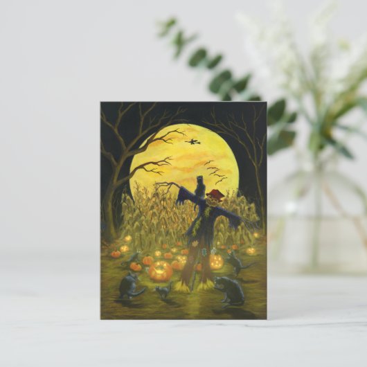 Halloween scarecrow briefkaart (Staand voorkant)