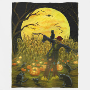 Halloween scarecrow in cornfield/pompoen patch fleece deken