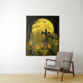 Halloween scarecrow in een spooky cornfield wandkleed (In situ)