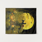 Halloween scarecrow in een spooky cornfield wandkleed (Voorkant (horizontaal))