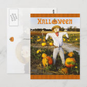 Halloween scarecrow in pompoenveld briefkaart (Voorkant / Achterkant)