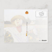 Halloween scarecrow in pompoenveld briefkaart (Achterkant)
