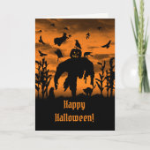 Halloween Scarecrow Jack O Lantern Witch Ravens Kaart (Voorkant)
