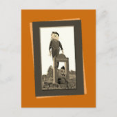 Halloween Scarecrow Sepia Sjabloon Fotografen Pos Briefkaart (Voorkant)