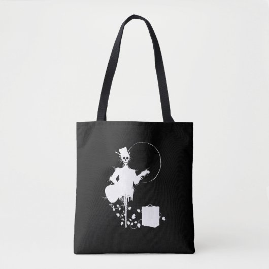 Halloween Scarecrow Spelling Guitar Skull Tote Bag (Voorkant)
