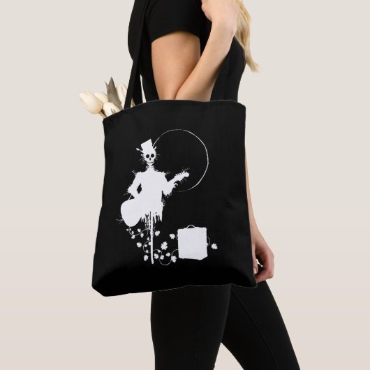 Halloween Scarecrow Spelling Guitar Skull Tote Bag (Dichtbij)