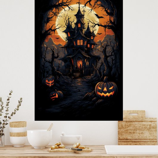 Halloween Scarecrow's Haunting Castle Poster (Keuken)