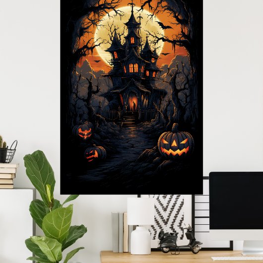 Halloween Scarecrow's Haunting Castle Poster (Thuiskantoor)
