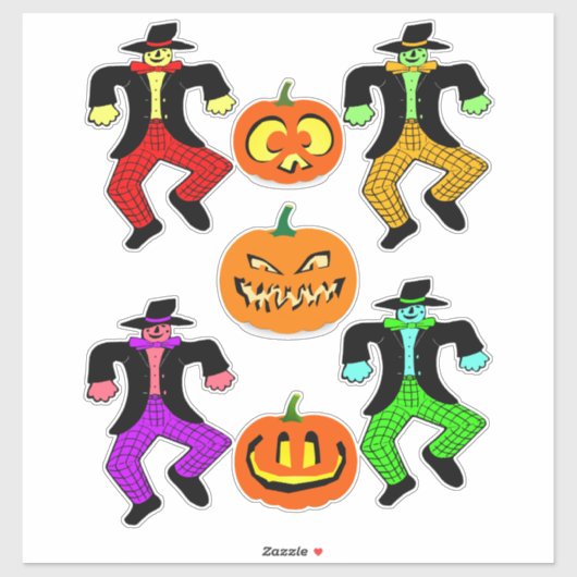 Halloween Scarecrows Jacko Lantaarn pompoenen kuns Sticker (Vel)